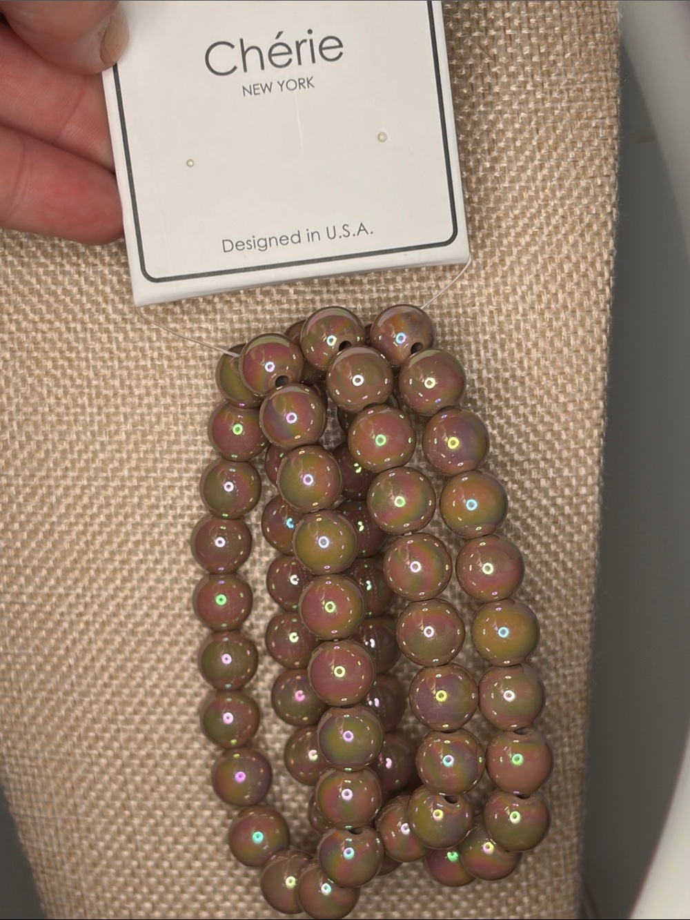 Chérie New York khaki AB set of three bead bracelet